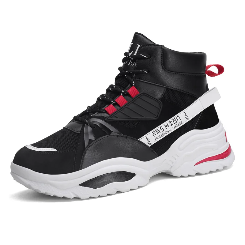 Black BomKinta High Top Colorful Breathable Trainers Mixed Colors Vulcanized Sneakers Men Letter Decoration Walking Mans Footwear - Цвет: Black