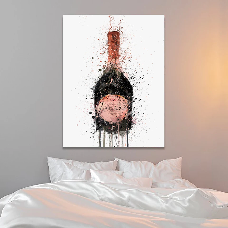 Home Decor Prints Painting Nordic Style Champagne Graffiti Pictures Wall Art Modular Canvas Poster Modern For Bedside Background