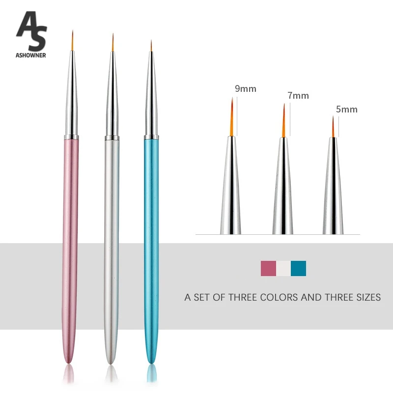 3 шт. кисти для дизайна ногтей с металлической ручкой | Красота и здоровье