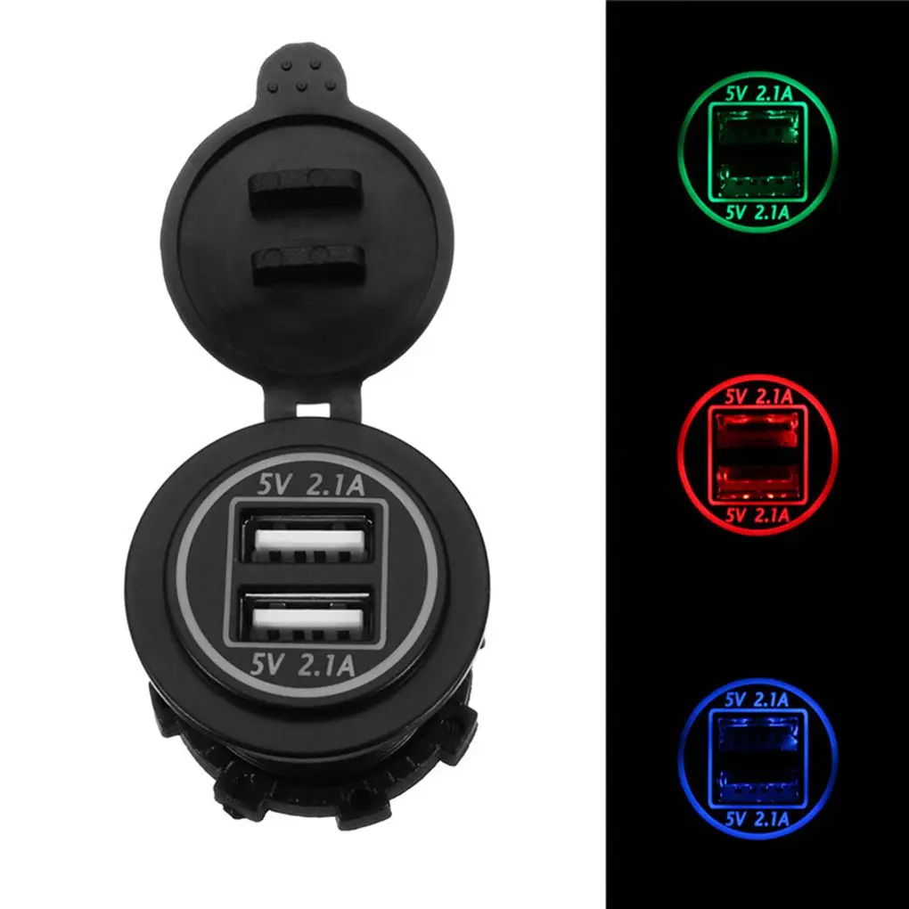 

Dual USB Car Charger 5V 2.1A/2.1A Motorcycle Vehicle Auto Car Power Adapter LED DC12V-24V