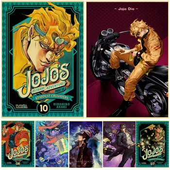 Póster de JoJo's Bizarre Adventure, póster Retro de acción de Anime, pintura de Arte de pared para sala de estar/Bar/cafetería, decoración de habitación