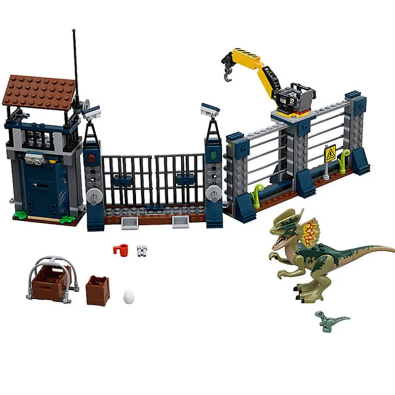 

10923 307pcs Lepinblocks Jurassic Dinosaur World Dilophosaurus Outpost Attack Jurassic World Series Building Blocks Toys