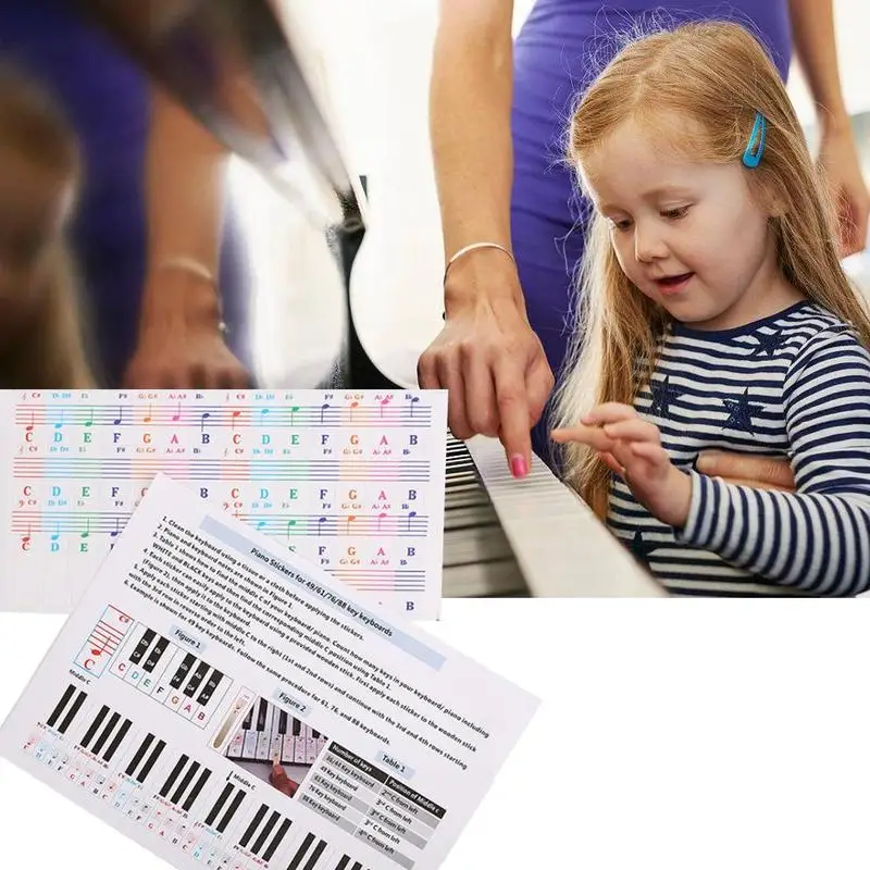 

Transparent Detachable Piano Keyboard Stickers Electronic Piano Spectrum Sticker Symbol Music Decal Notes 54/61 Or 88-key