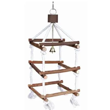 

Parrot Bird Swing Hanging Attic Ladder Suspension Bridge Swing Toys with Bells D08F