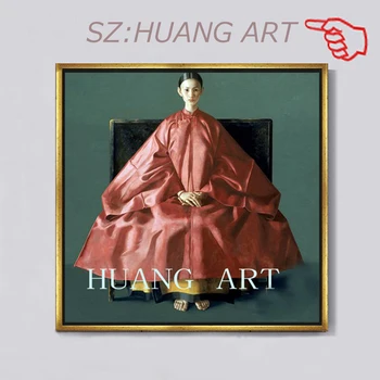 

Lady in red clothes north Korea beautiful noble character oil painting decorated hall hall hotel collection of the high quality