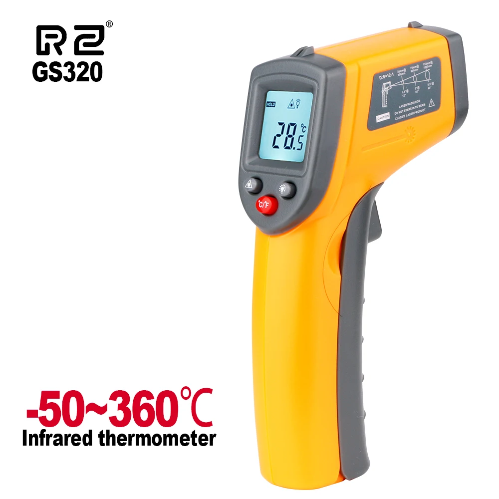 GS320 RZ ИК инфракрасный термометр тепловизор Ручной цифровой электронный открытый Бесконтактный лазерный пирометр точечный пистолет термометр термостат регулятор температуры - Цвет: GS320