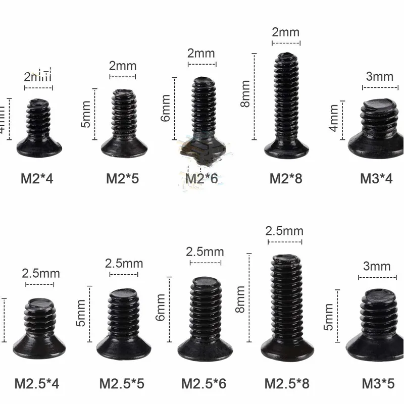 M2 M2.5 M3 км винт с плоской головкой Phillips набор винтов 250 до 500 шт для компьютера небольшой винт панель потенциометра