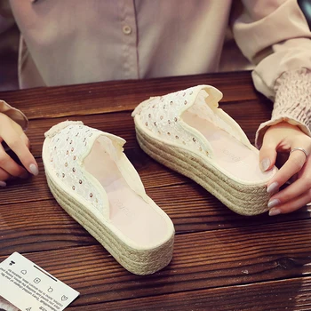 

Summer sponge cake slippers without heel lazy shoes 2020 new outer wear Baotou half slippers women
