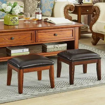 

American solid wood shoes bench Hall low stool home Living room European small bench sofa bench square stool