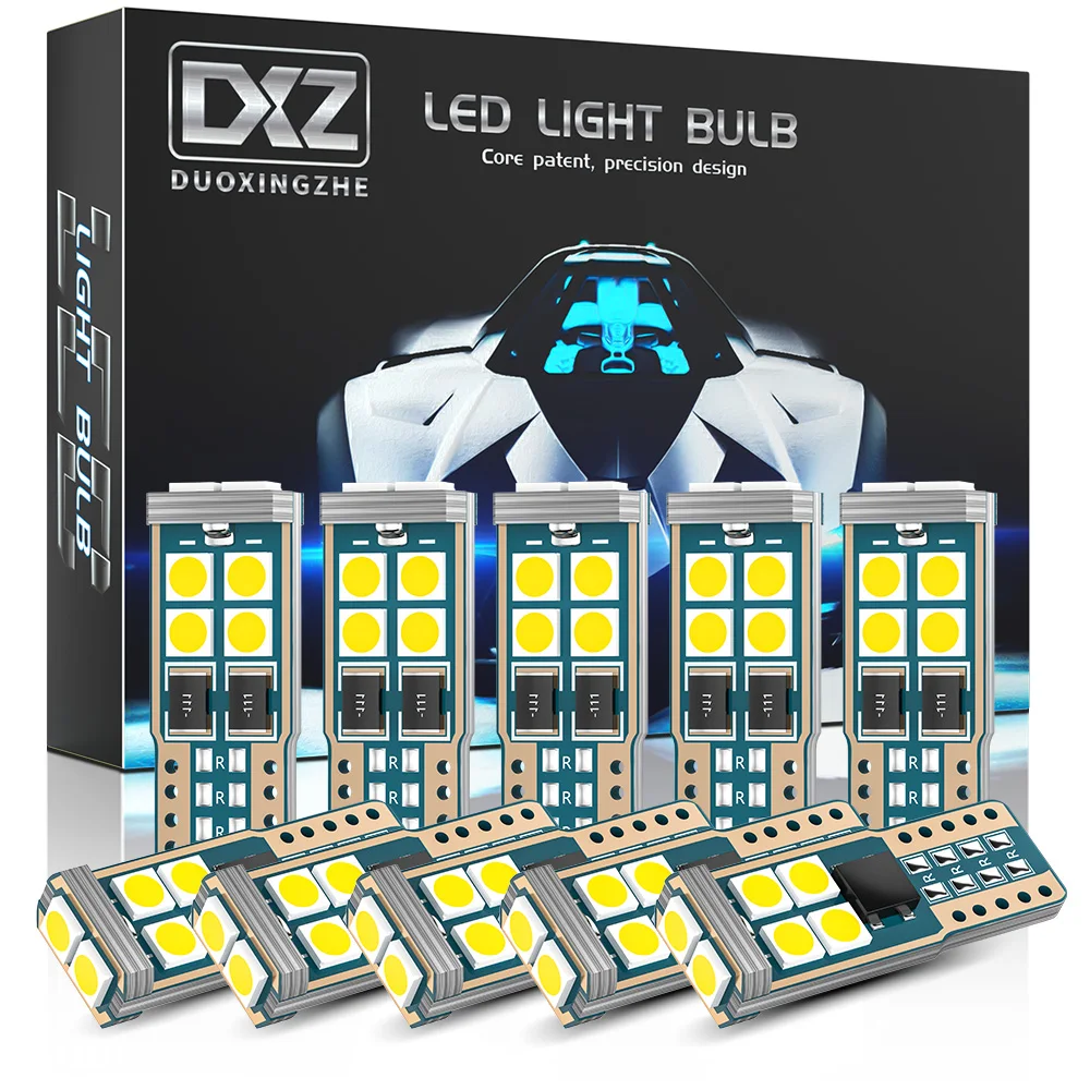 DXZ 10 шт. T10 светодиодный W5W лампы SMD Canbus 168 194 6000K автомобиля 12V Белый укрыты