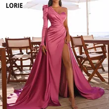 

Lorie Simple Prom Dresses Long One Shoulder Hot Pink Detachable Skirt Elegant A line Evening Dress 2021 Robes De Soirée