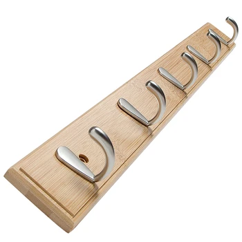 

5 Hook Wall Mounted Rack Multifunction Hook Coat Hook Rack Towel Hanger Holder Dress Coat Hook Wall Door Bamboo Hanger Decoratio
