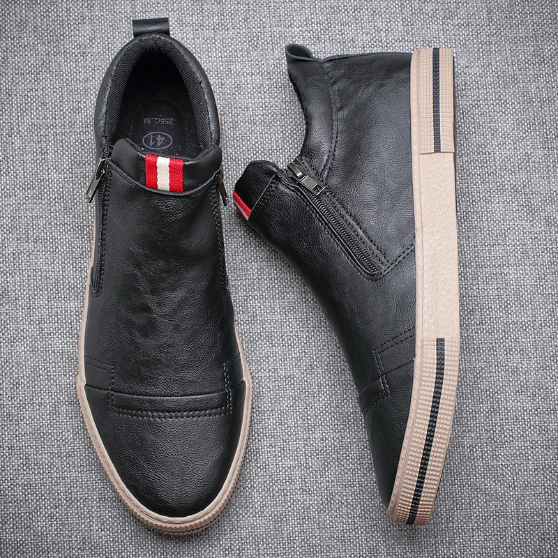 Botas antideslizantes con cremallera lateral para hombre, zapatos deportivos de alta calidad a la moda, informales y resistentes al desgaste, para otoño, 2021