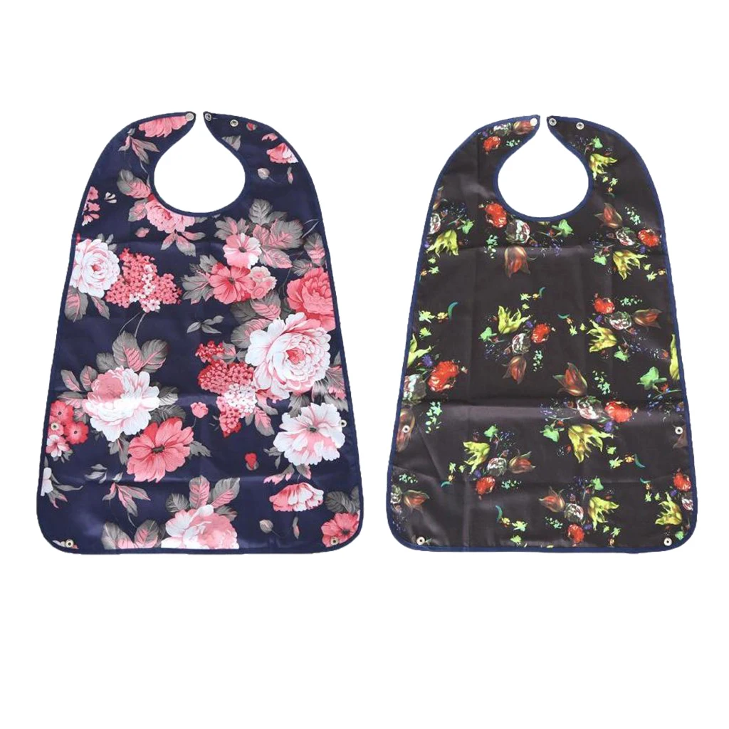 

2pcs Reusable Adult Bib Clothing Protector Waterproof Crumb Catcher Washable Men And Women Apron For Eating