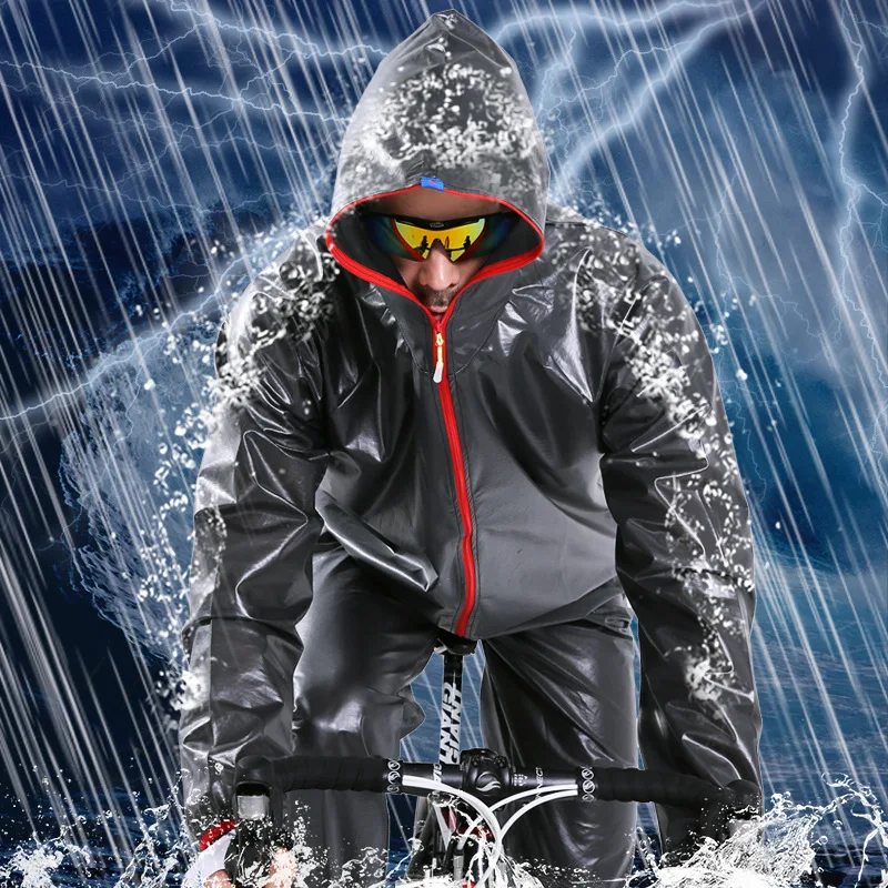 Black Motorcycle Bicycle Cycling Women's Men's Raincoat Waterproof Outdoor Sports Riding Fishing Rain Coat Set Work Unisex