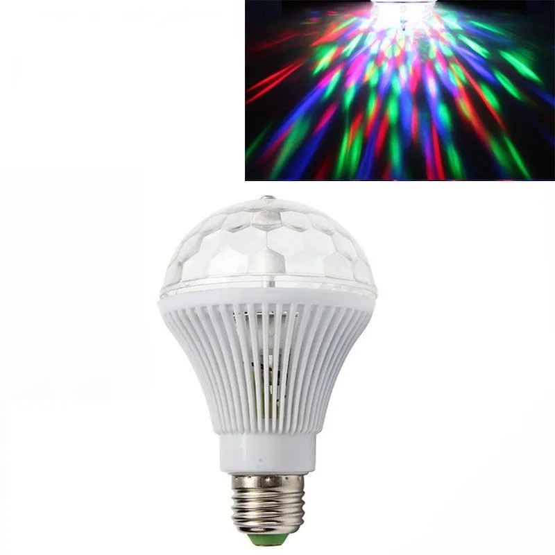 3W LED RGB Light Bulbs E27 220V 230V Color Change Rotating Flash Lamp for Stage Lighting KTV Disco Home Party Christmas