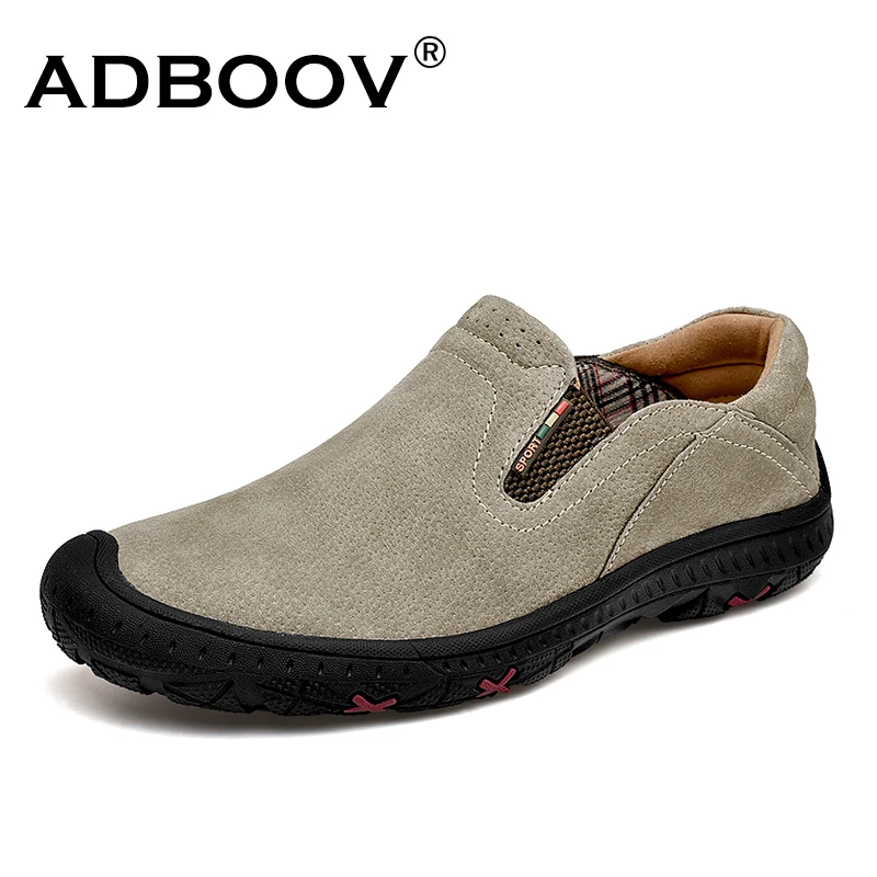

ADBOOV Sneakers For Men Leather Walking Driving Men Loafers Outdoor Slip On Hiking Men's Sports Shoes Size 47 48