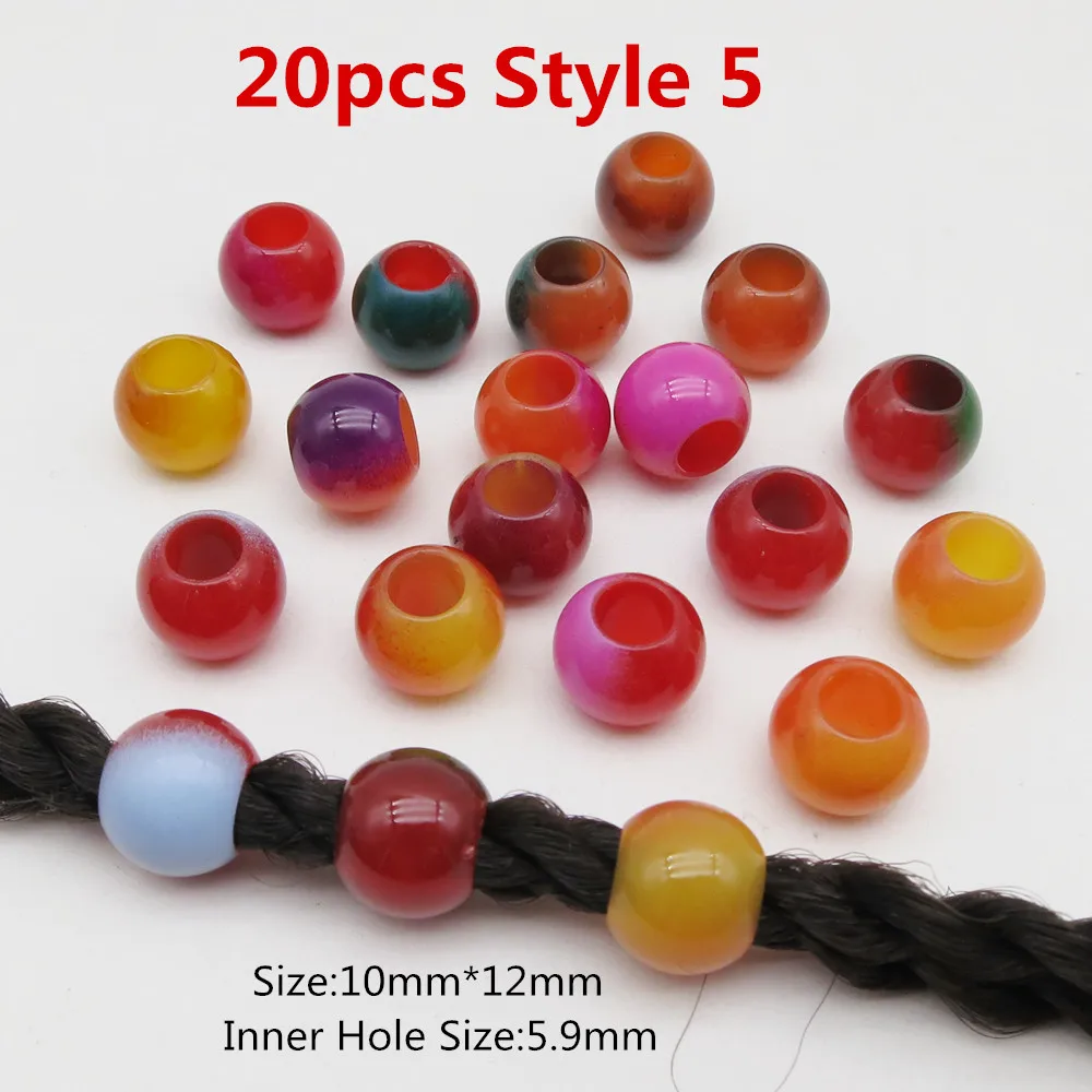 20pcs Style 5 20 шт./упак., на крючках, косички, разноцветные, подвязанные лентой, с объемной волной, дредлоки, для увеличения объема, бусины кольца трубки аксессуары для девочки для женщин - Цвет: 20pcs Style 5