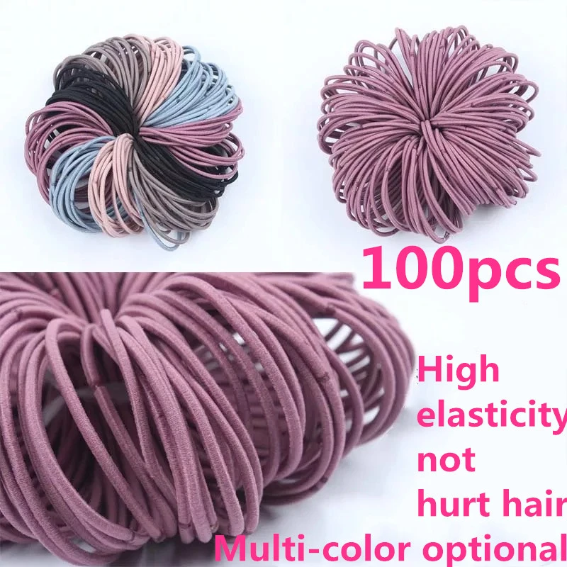 

100pcs / lot Hot Sale Headband For Girls Hair Bands Elastic Hair Ties Decorrated Rubber Baby Child Headwear Hair Accessories