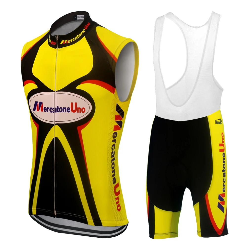 Pro Cycling Jersey Set yellow Breathable Bicycle Clothing bike jersey ropa ciclismo hombre MTB clothing Team Mercatone Uno 4