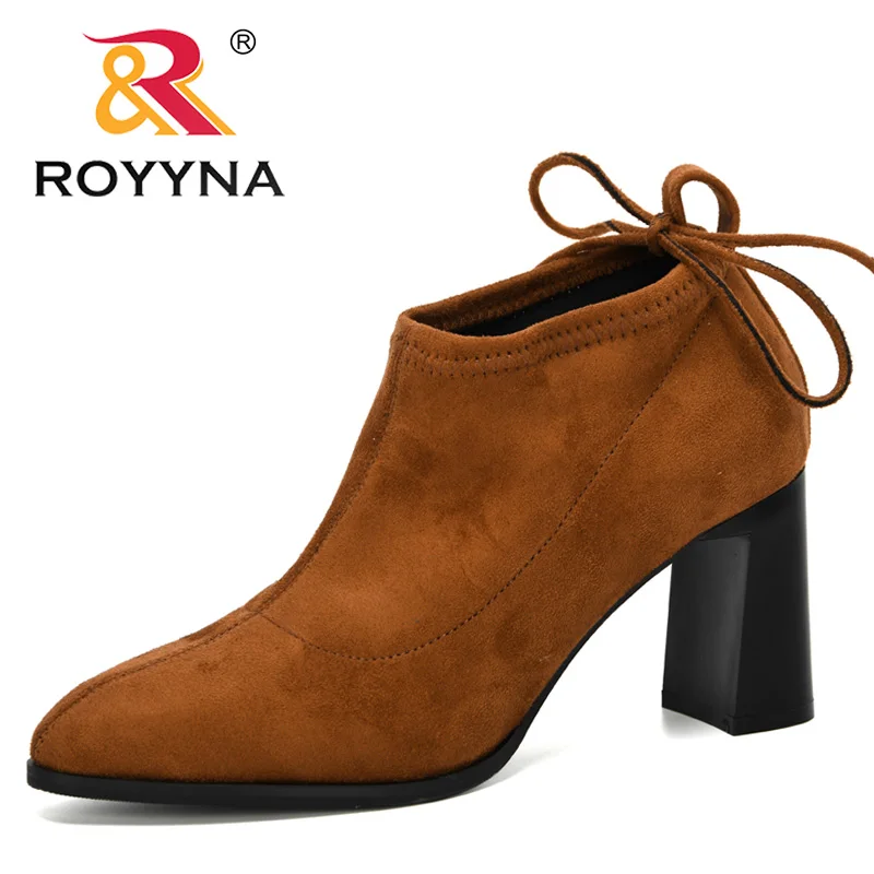 ROYYNA 2020 г. новые дизайнерские популярные ботильоны для женщин уличные модные