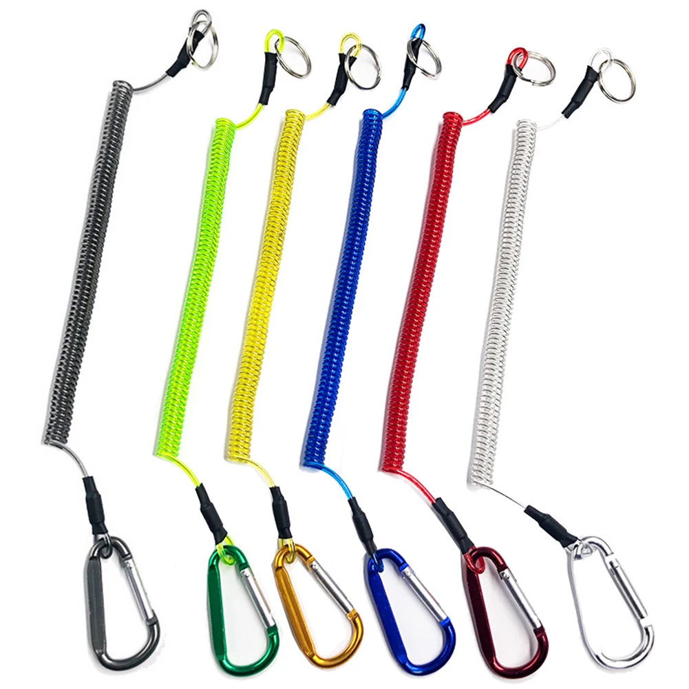 

6pcs Fishing Lanyards Boating Ropes Retention String Fishing Rope With Camping Carabiner Secure Lock Fishing Tools Accessories
