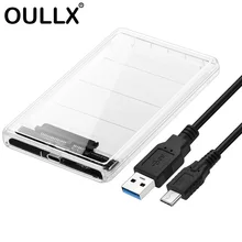 OULLX 2,5 дюймовый корпус HDD прозрачный SATA к type C USB3.1 адаптер для жесткого диска корпус для SSD диск коробка HD внешний корпус HDD
