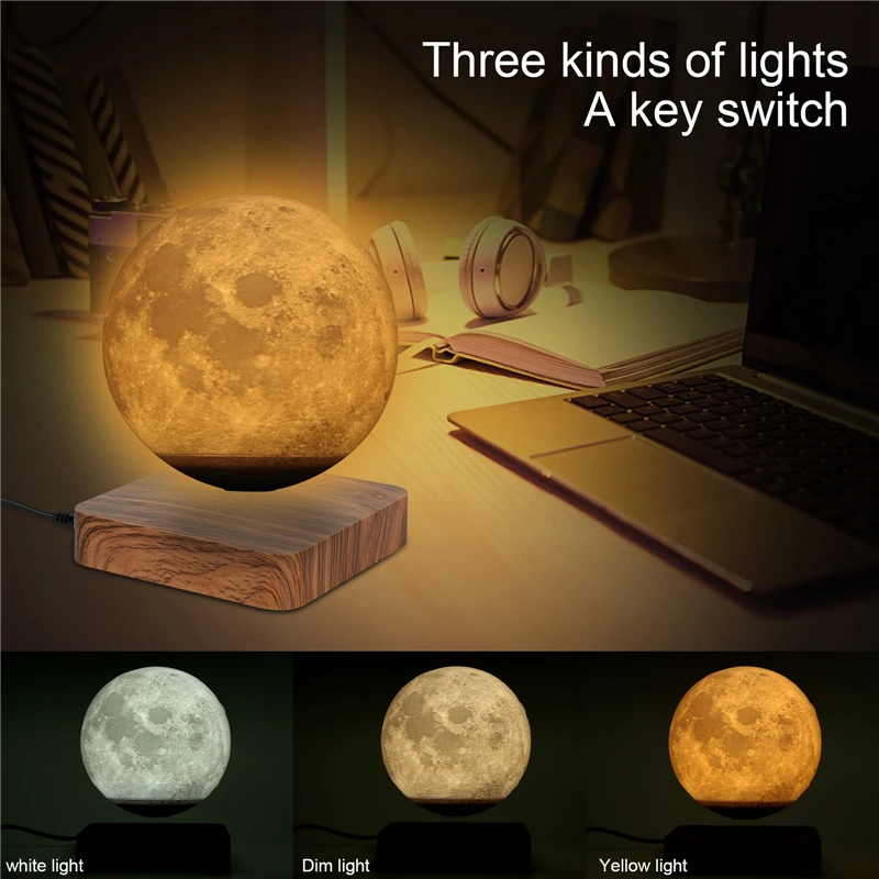 NEW design Creative 3D Magnetic Levitation Moon Lamp Night Light Rotating Led Moon Floating Lamp Home Decoration Holiday