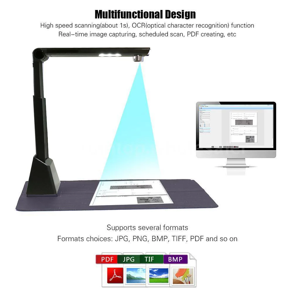 UXCELLMO Portable High-Speed A3 A4 A5 Document Photo Book ID Card 10 Mega Pixel Cam Scanner Visualizer Scanning Multi-tim Camera