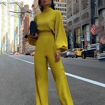 

Casual Wide Leg Summer Bodycon Jumpsuit Women 2019 Overalls Long Sleeve Rompers Womens Elegant Loose Jumpsuit Trousers