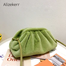 Искусственная заколка из меха, сумка, зимняя, роскошная, брендовая, новая, Корейская, сумка на плечо, женская, шикарная, мех под леопарда, клатч, кошелек Bolsas