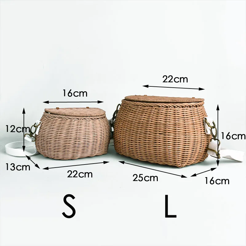 Small big Back Basket Children Bicycle Basket Handmade Tattan bag Basket kid's backpack 6