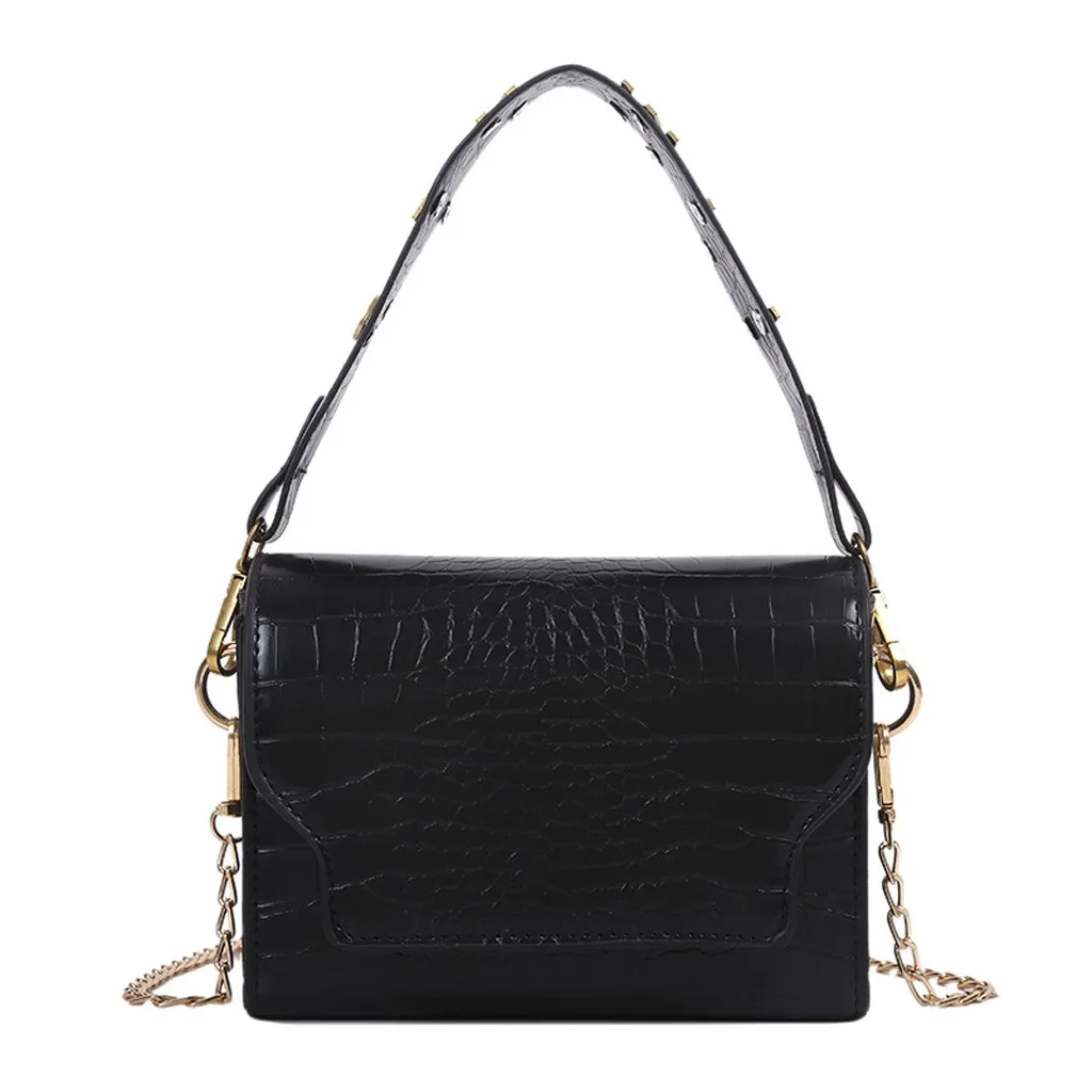 

Women's Crocodile Shoulder Messenger Bag Trend Handbag Autumn Small Square Bag bags for women 2019 uxury handbags women bag