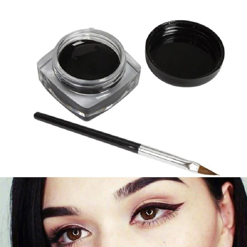 

Mini Black Eyeliner Gel Cream with Brush Makeup Cosmetic Beauty Waterproof Eye Liner Tool Pigment Makeup Long-lasting Cosmetics