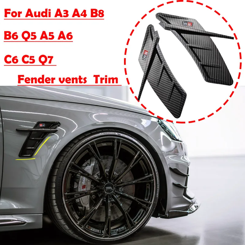 Pair Universal For Audi A3 8v A4 B8 B6 Q5 A5 A6 C6 C5 Q7 Side Air Fender Vents ABT Trim ABS Car Accessories | Автомобили и