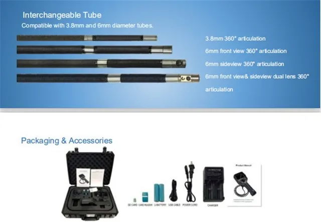 3.5 Inch 360 Degree Articulate Endoscope Camera Temperature Alarm Joystick Control Function 3