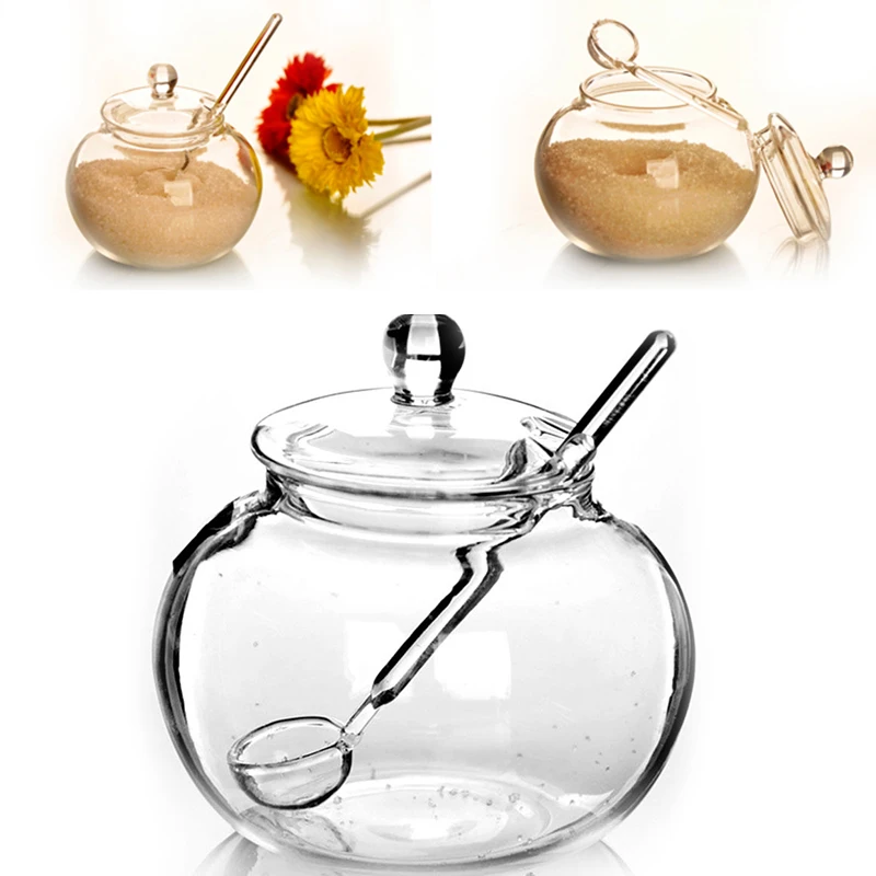 SOLEDI Household Crystal 250ml Glass Jar Candy Sugar salt Bowl seasoning storage Saleros De Cocina For kitchen Home Supply | Дом и сад