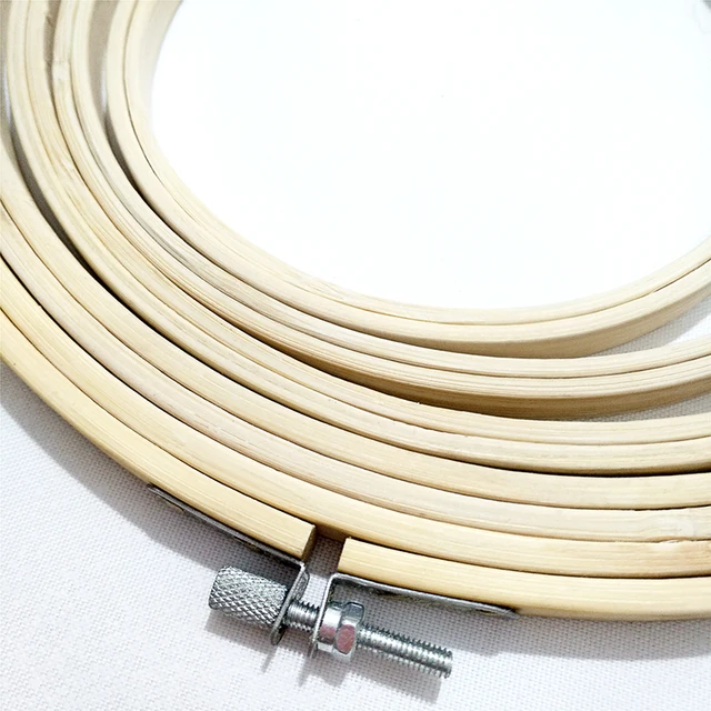 Cadre en bois de bambou pour bricolage, cerceau de broderie, anneau, hangar, artisanat grossier, point de croix, machine, boucle ronde, main, outil de couture domestique, 13-40cm 2