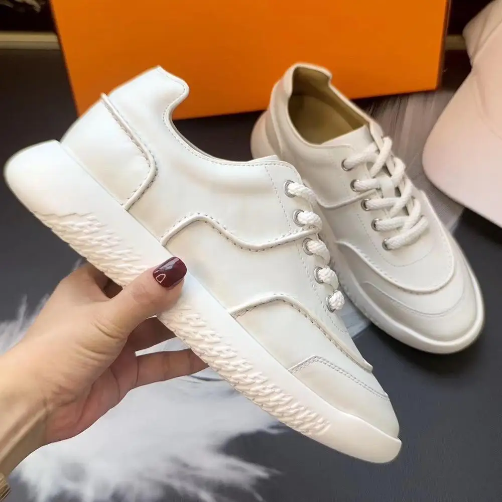 

BELLECOM 2019 spring and autumn thick soles leather small white shoes Korean version students with leisure sports shoes