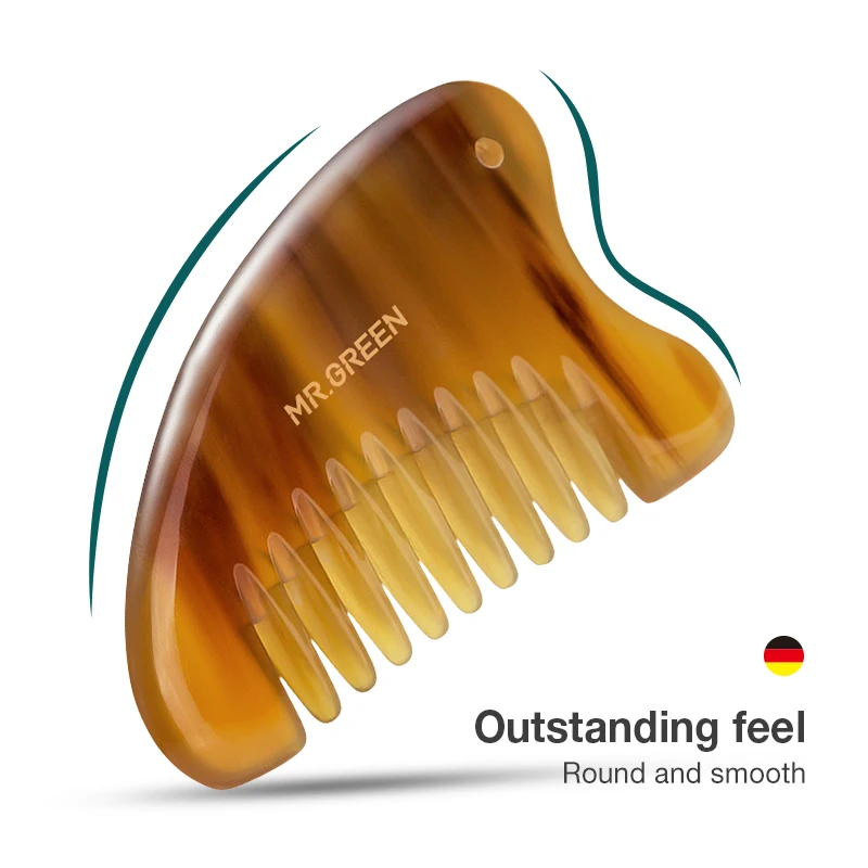 Comb With MR.GREEN Guasha Scraping Massage Board Nature Ox Horn Face  Beauty Tools Neck Body Massage Skinb_voghion.com