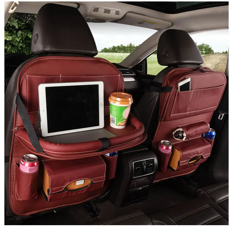 Car Seat Back Storage Bag Organizer Universal Travel Box Pocket Holder PU Leather Multi Pockets Bags Protector Auto Accessoires (10)