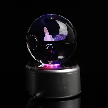 

Dropping Nice 3D Pokemon Go Crystal Ball Engraving Ribombee Sculpture Games Fans Souvenirs