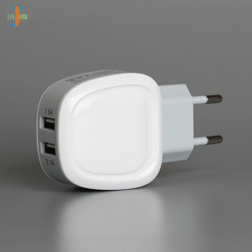 50 шт./лот 5 в 2.1A 1.5A Смарт путешествия большой двойной 2 USB Eggshell эллипс Овальный Эллипс Стиль телефон ЕС США штекер зарядное устройство адаптер