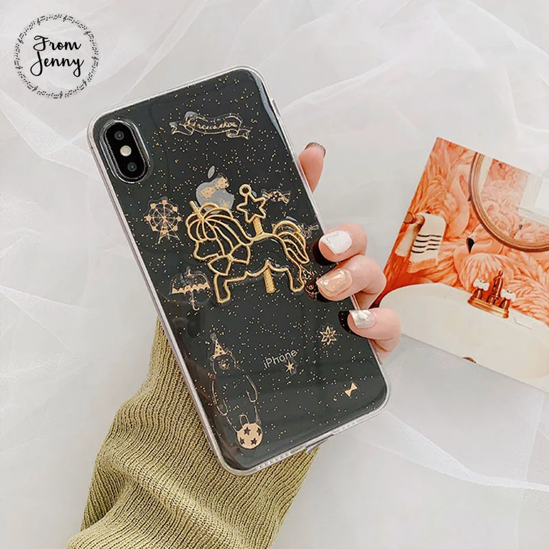 From Jenny фантазия троянским конем принт для iPhone x xr xs max 6 6s 7 8 Plus мультфильм Прозрачный мобильный телефон ТПУ Мягкий защитный чехол