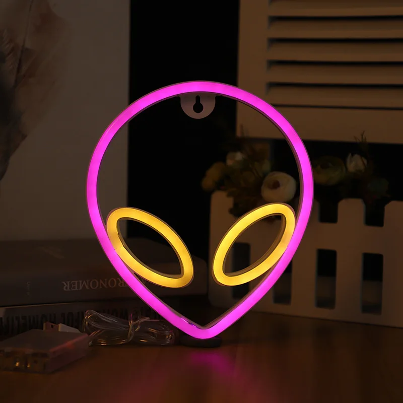 

Creative Alien Face Neon Wall Lights for Home Children's Room Wall Decor Neon Sign Xmas New Years Party Holiday Decoration Lamp