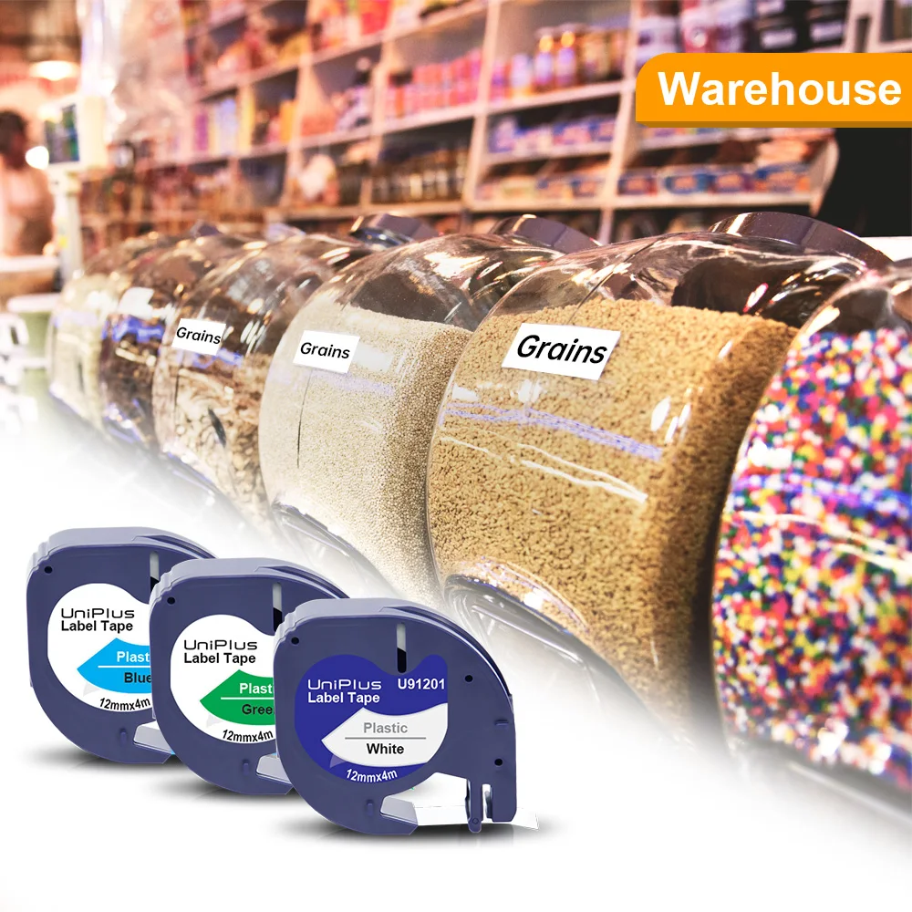 Nastro Etichette 12 Mm Giallo/Nero Per Dymo LetraTag - 5 Rotoli Da 4 M | Resistente Ad Acqua E Olio - Foto 5