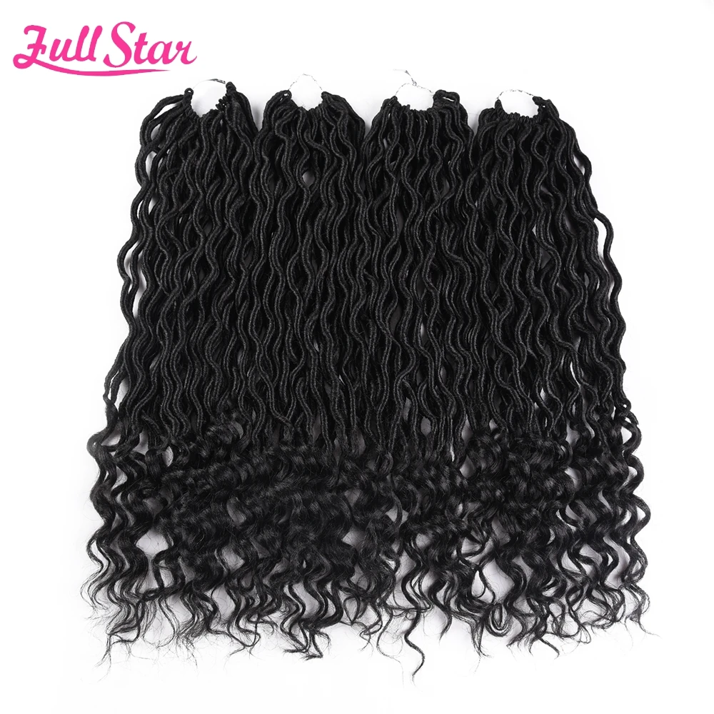 Полная звезда Faux Locs Curly синтетические крючком косы волос 2" Богиня Омбре плетение волос натуральный черный коричневый мягкий Locs розовый синий