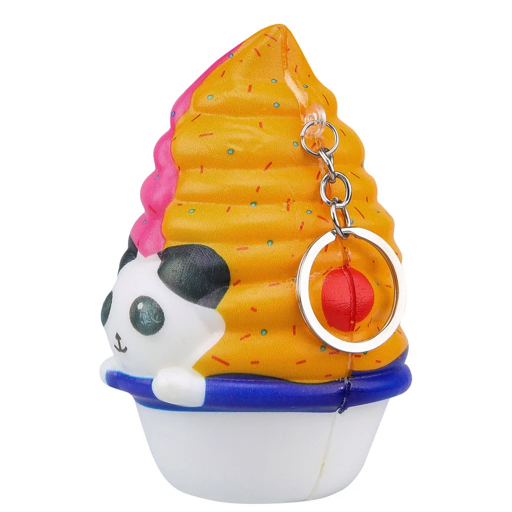 Kawaii Panda ice cream Slow Keychain Stress Reliever Toy Antistress Kids Toys Backpack Key Decorations Slow rebound toy #A
