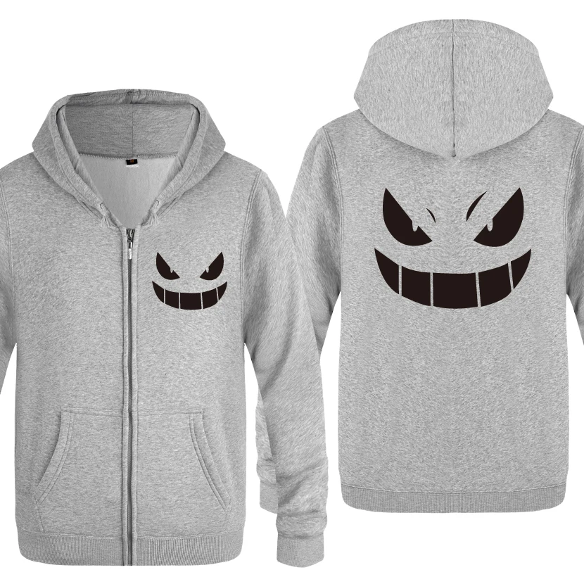 Gengar тема Покемон го аниме мультфильм толстовки мужские мужские флисовые кардиганы на молнии толстовки с капюшоном - Цвет: HUIY HET
