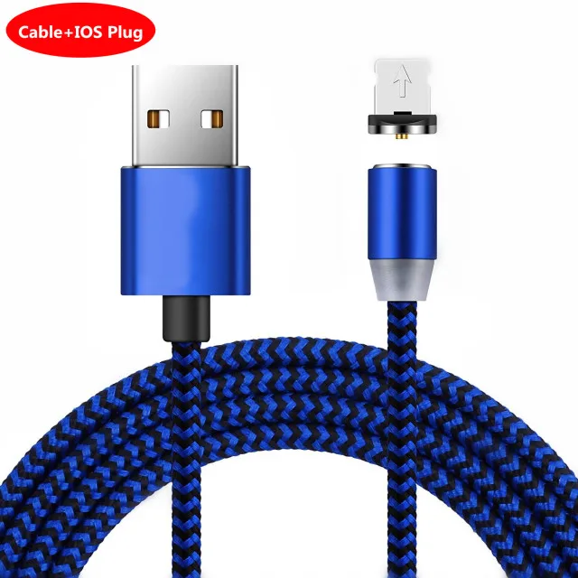 НИСИ 1 м 5 В/2,1 а светодиодный магнитный usb-кабель для зарядки iPhone, samsung, Xiaomi, huawei type C/Micro usb/IOS, кабель для быстрой зарядки - Цвет: Blue IOS Cable